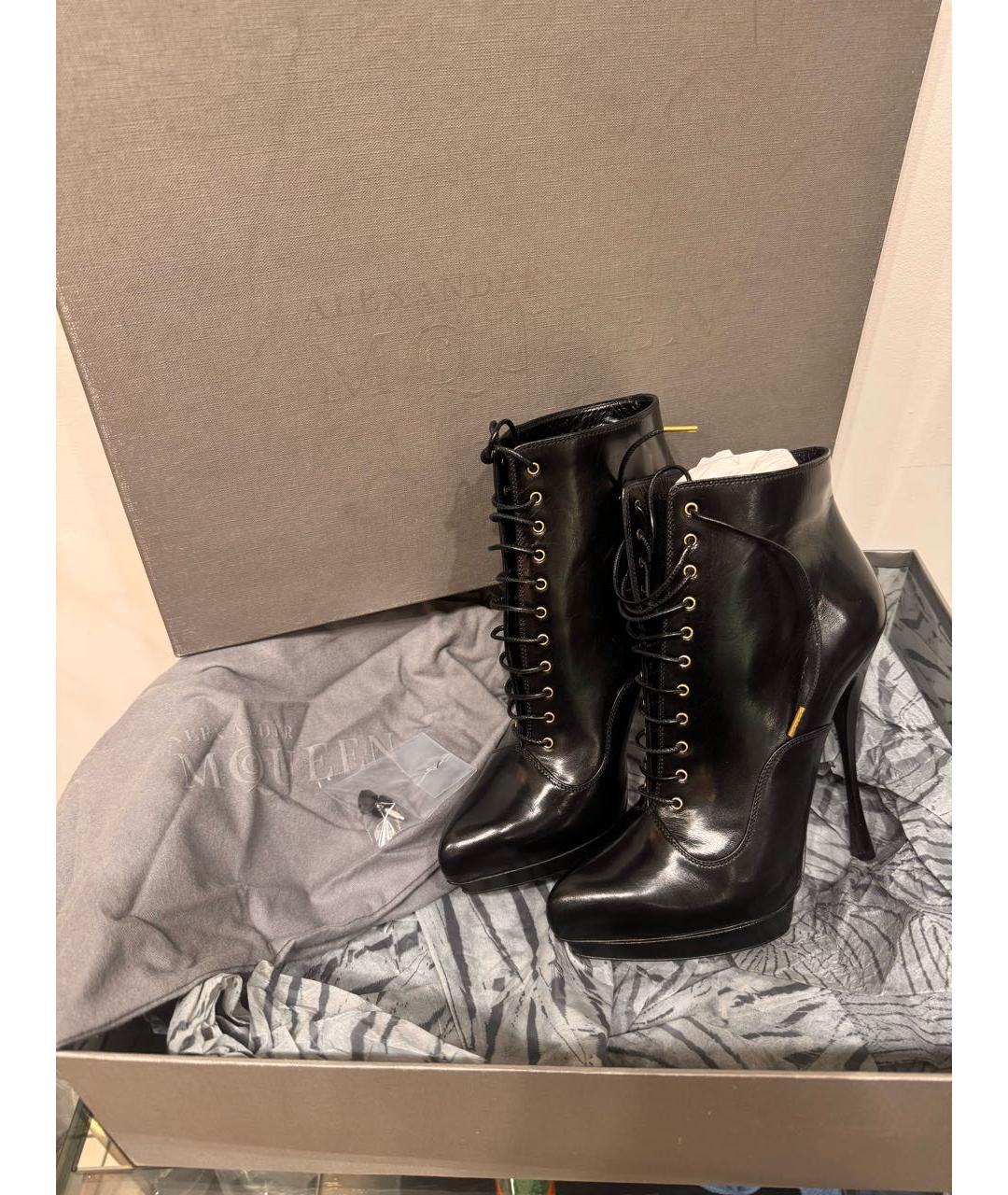ALEXANDER MCQUEEN Черные кожаные ботильоны, фото 5