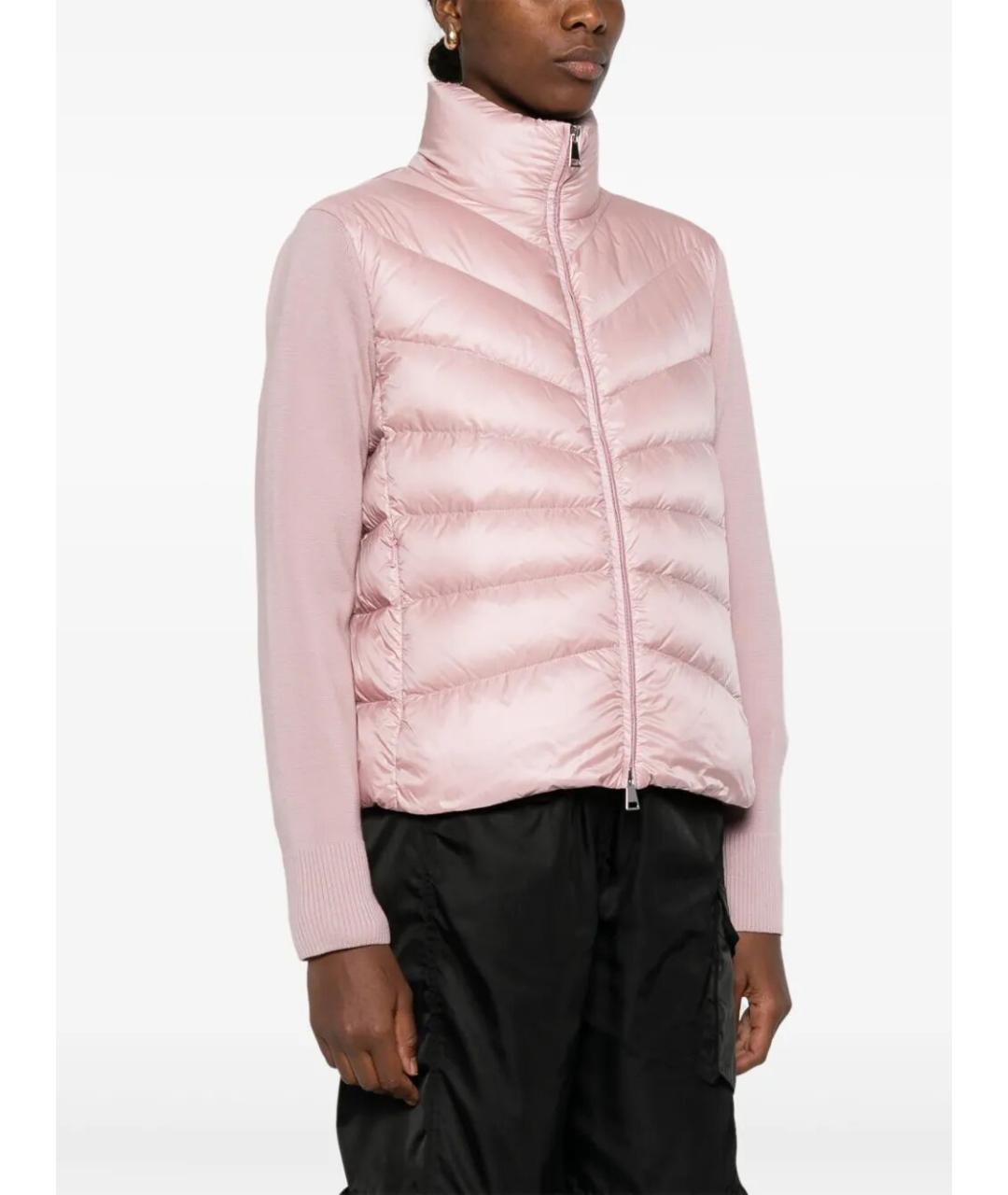MONCLER Розовый шерстяной пуховик, фото 2