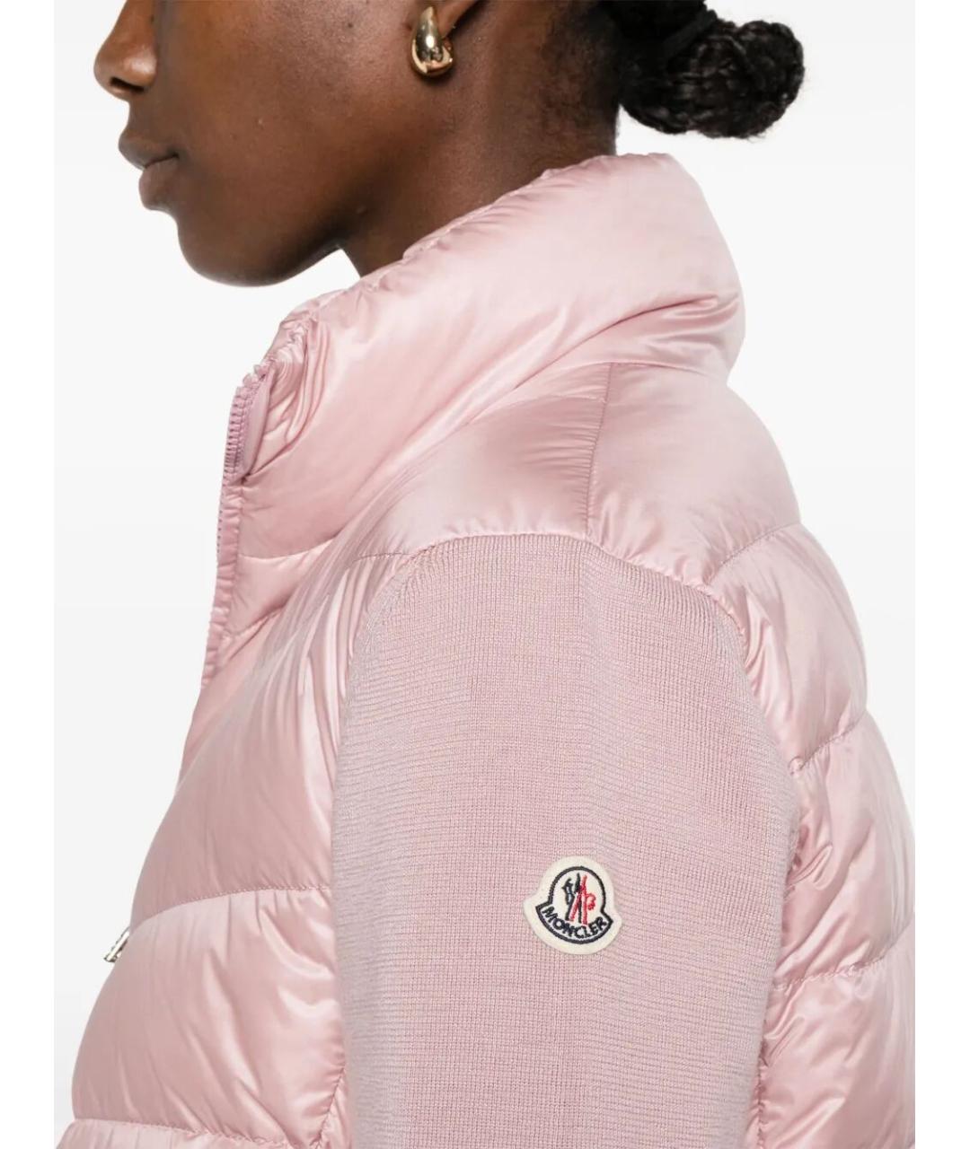 MONCLER Розовый шерстяной пуховик, фото 4