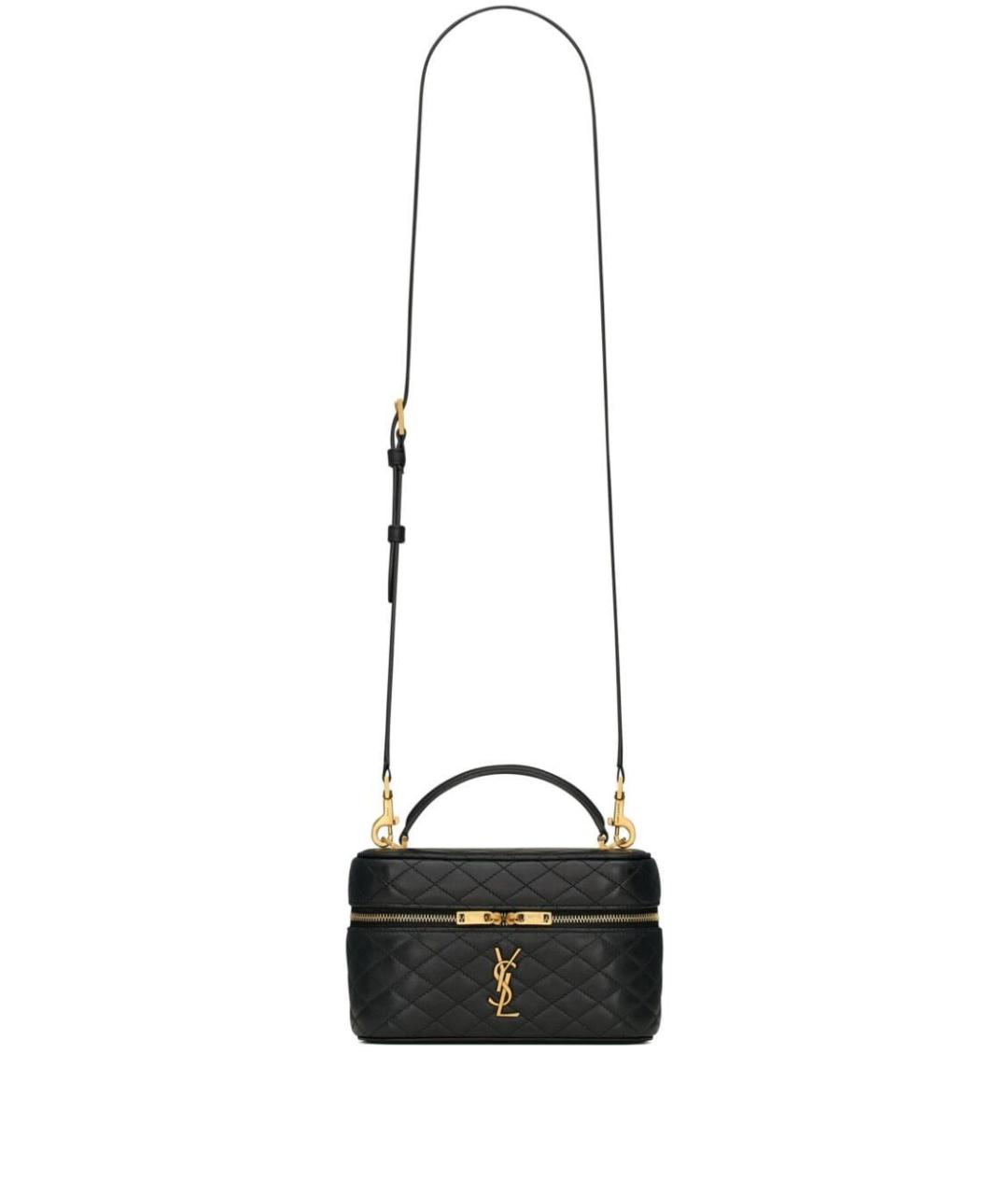 SAINT LAURENT Черная кожаная сумка с короткими ручками, фото 2
