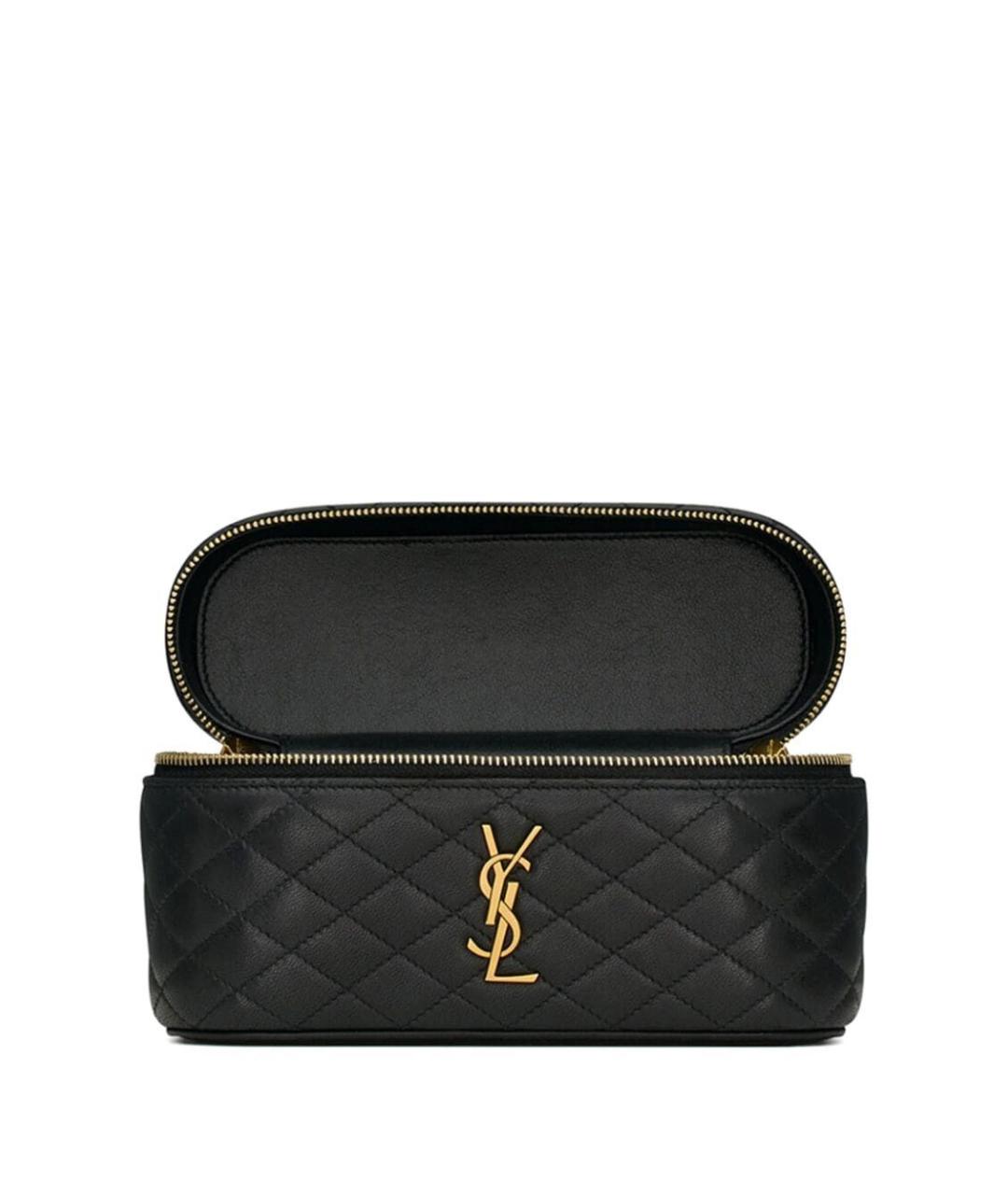 SAINT LAURENT Черная кожаная сумка с короткими ручками, фото 6