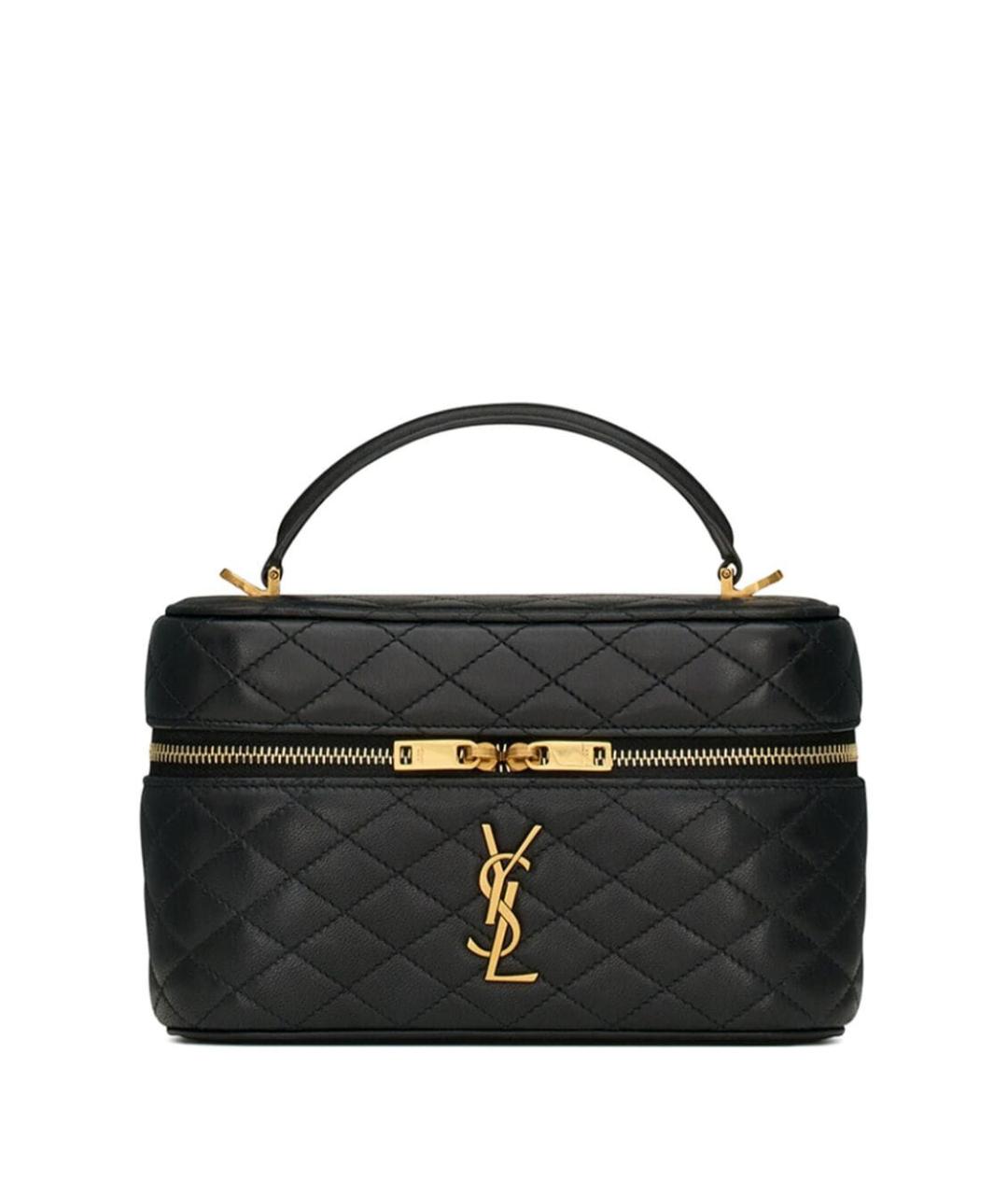 SAINT LAURENT Черная кожаная сумка с короткими ручками, фото 1