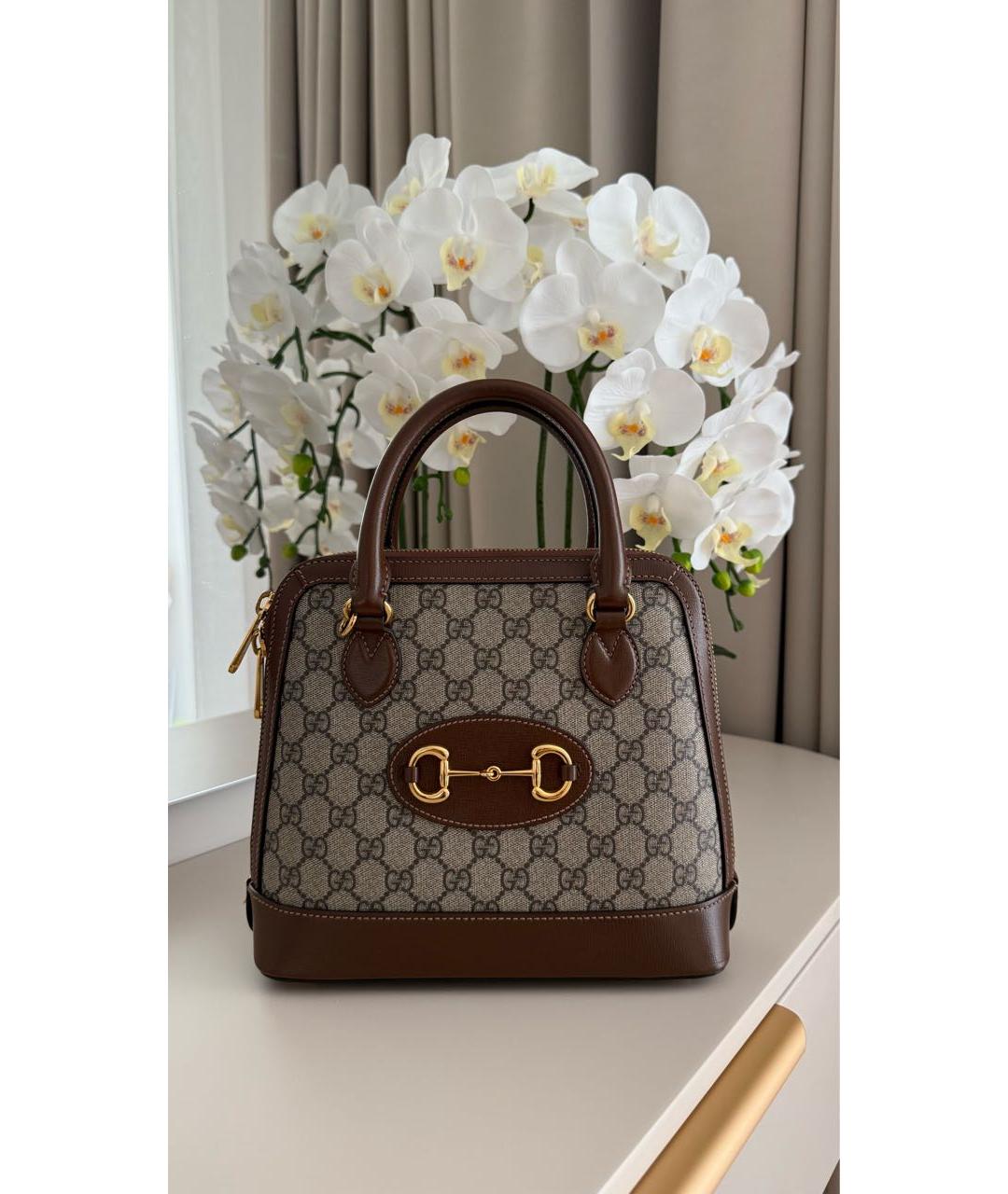 GUCCI Коричневая кожаная сумка с короткими ручками, фото 2