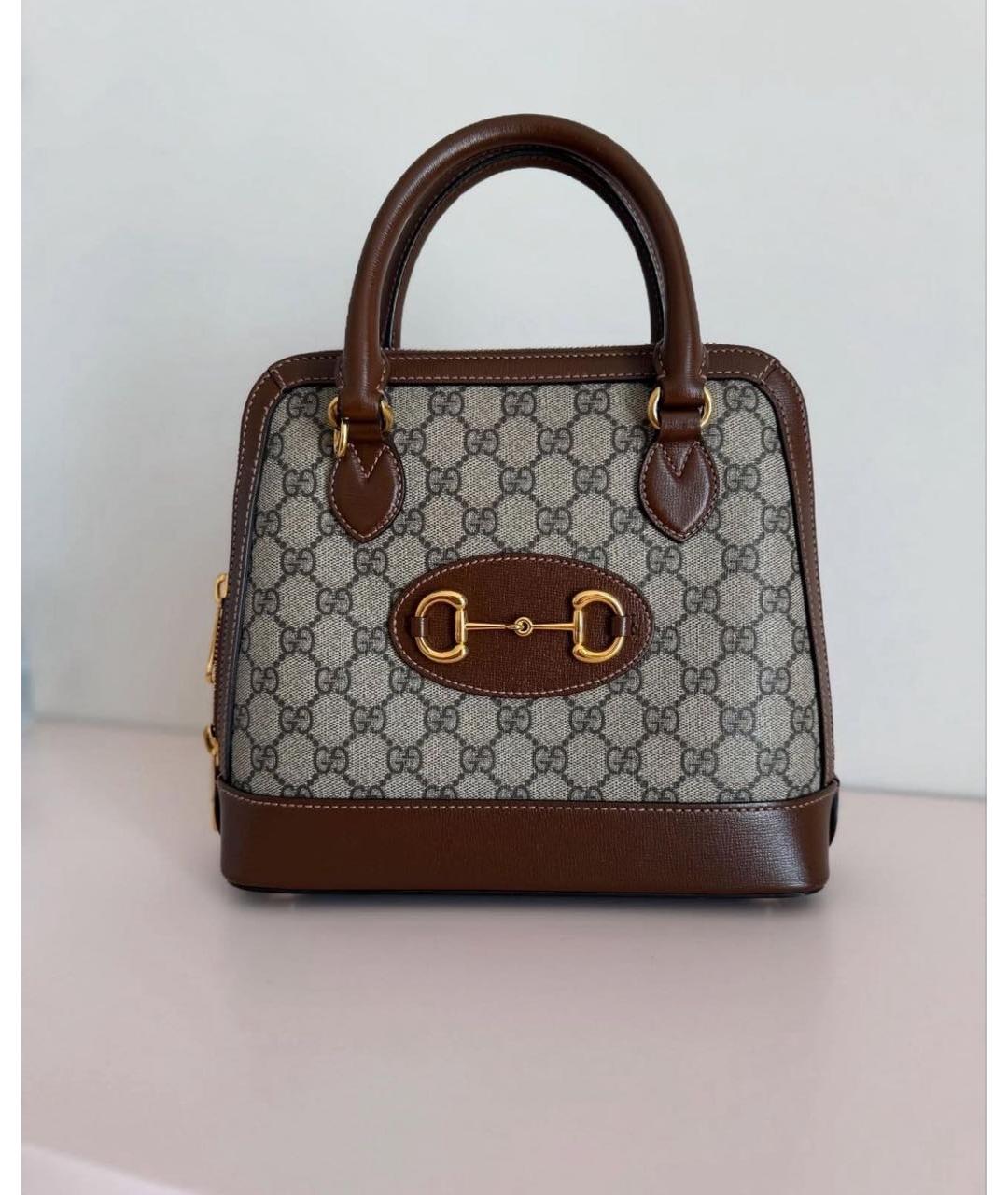GUCCI Коричневая кожаная сумка с короткими ручками, фото 4