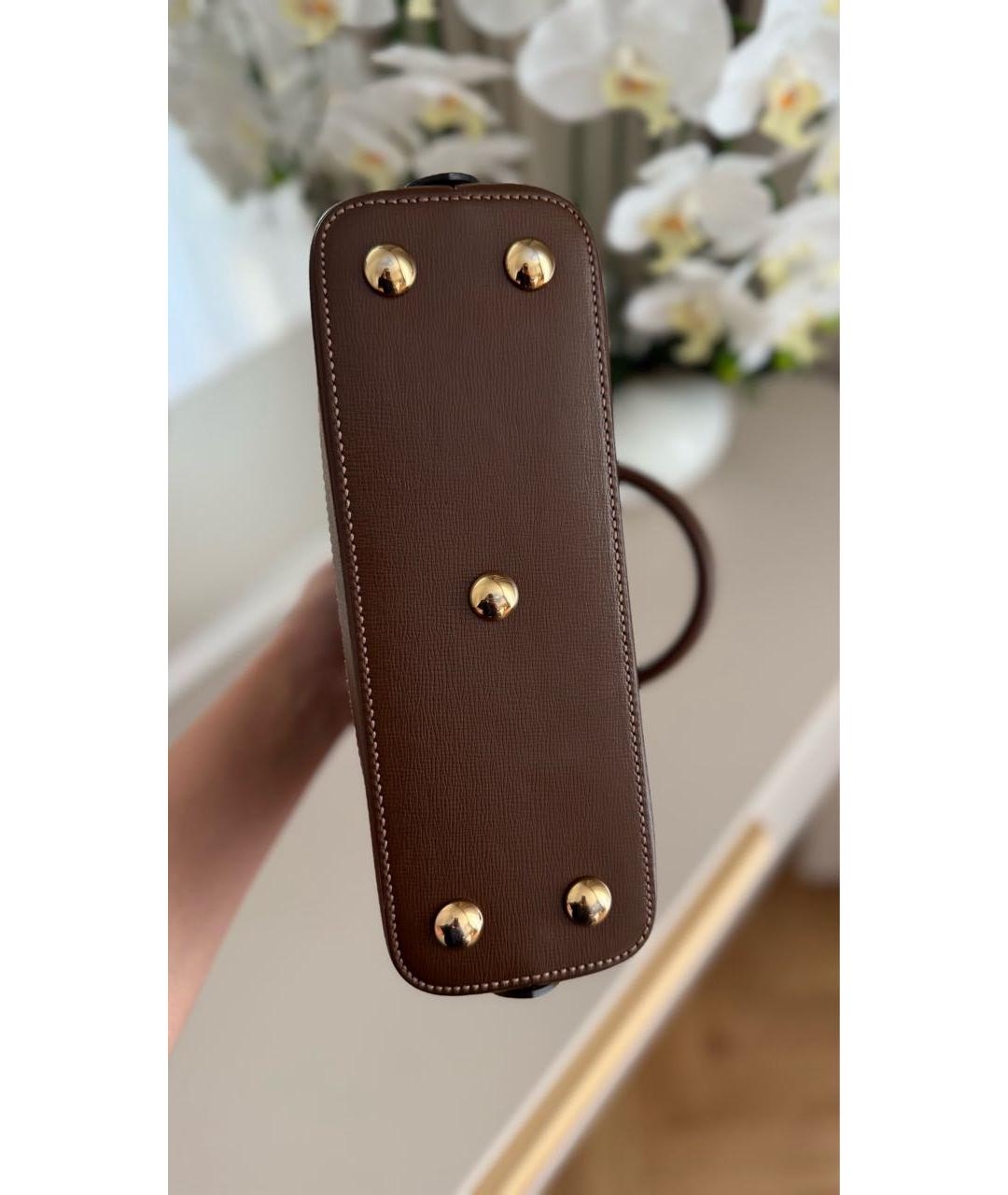 GUCCI Коричневая кожаная сумка с короткими ручками, фото 5
