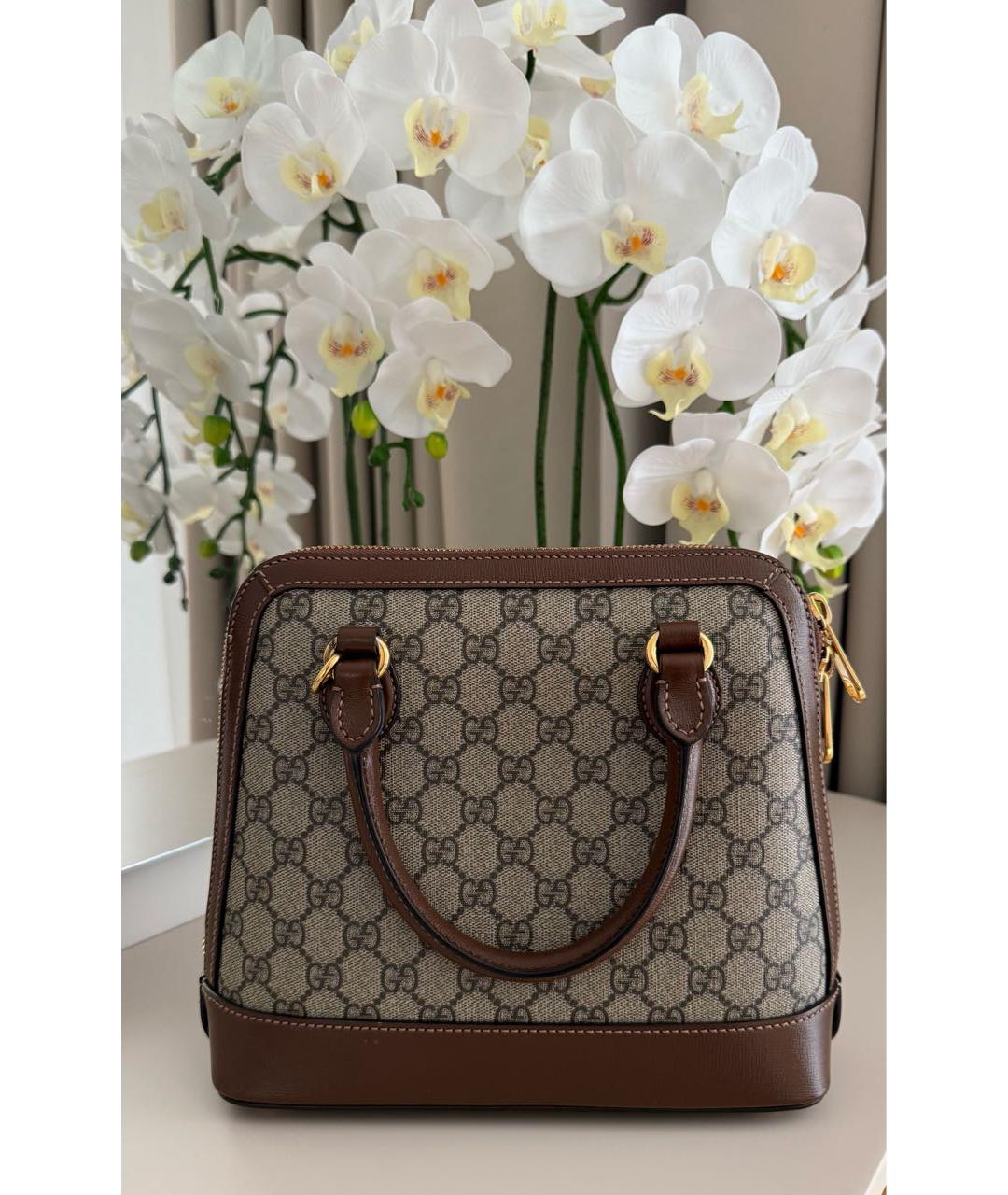 GUCCI Коричневая кожаная сумка с короткими ручками, фото 3