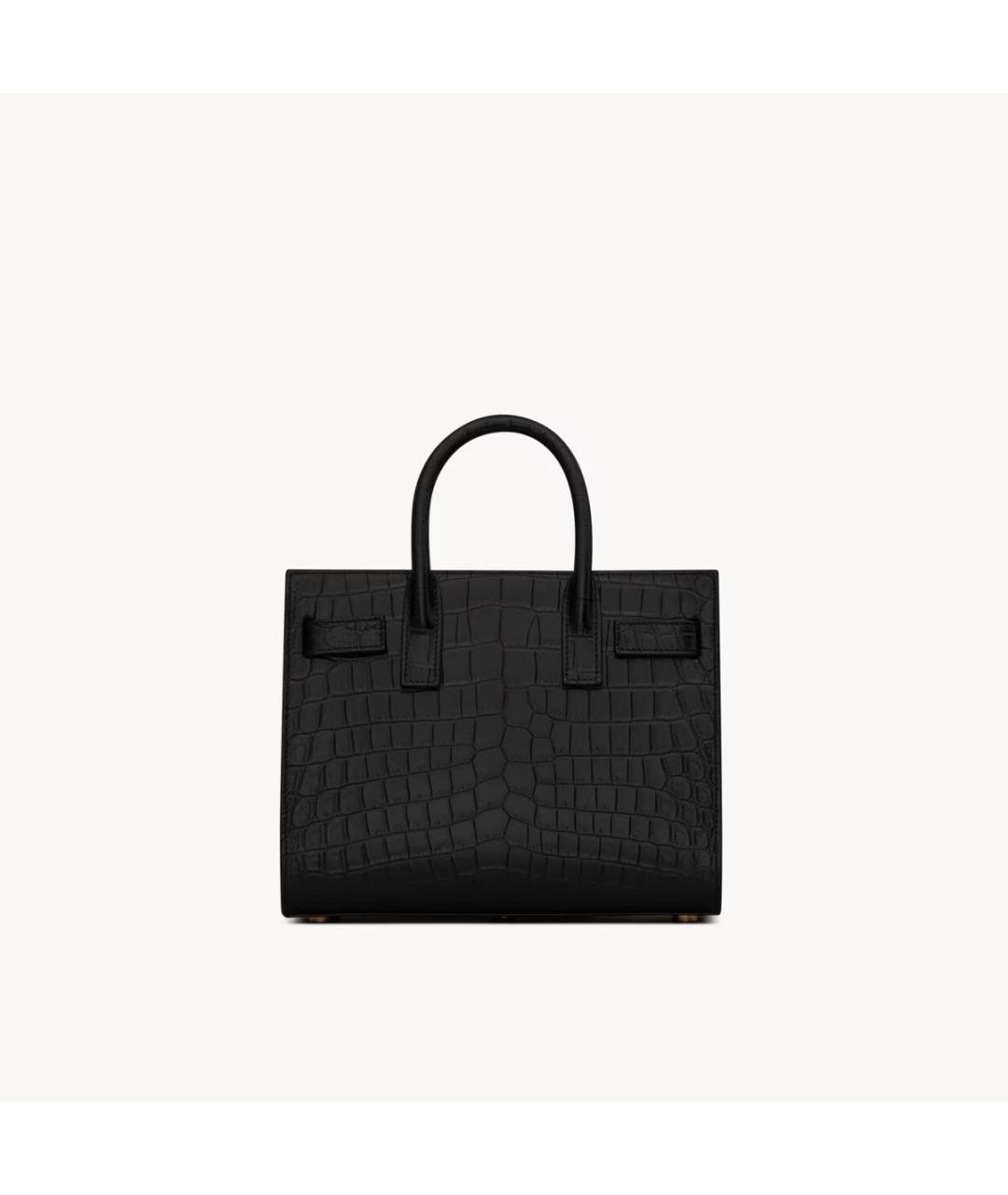 SAINT LAURENT Черная кожаная сумка с короткими ручками, фото 3