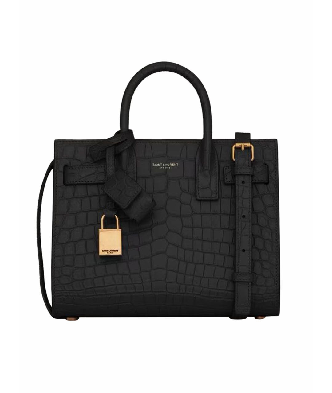 SAINT LAURENT Черная кожаная сумка с короткими ручками, фото 1