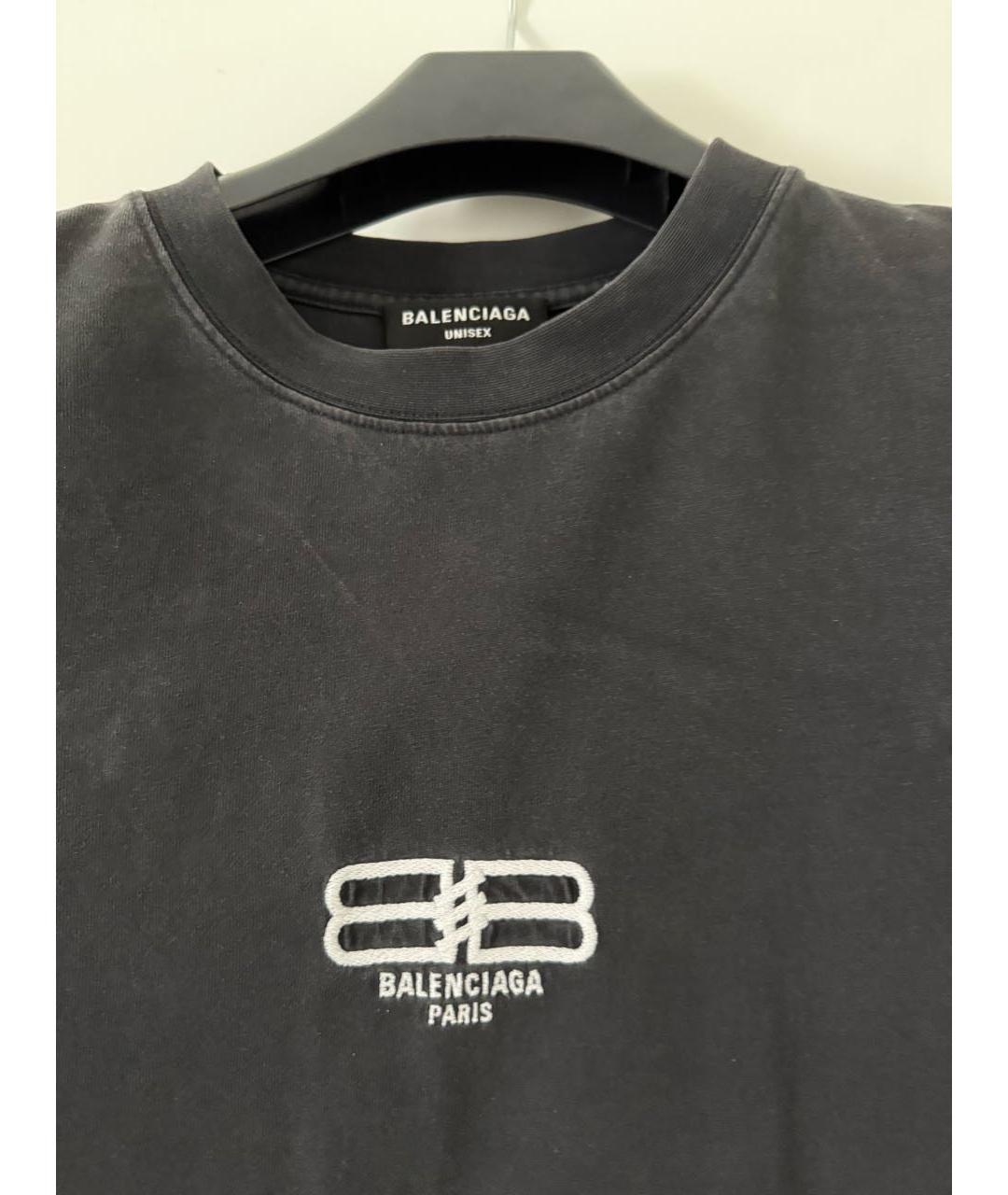 BALENCIAGA Черная хлопко-эластановая футболка, фото 2