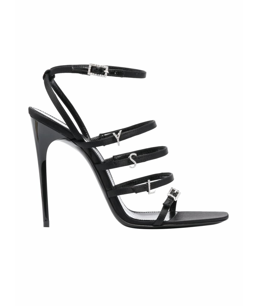 SAINT LAURENT Черные текстильные босоножки, фото 1