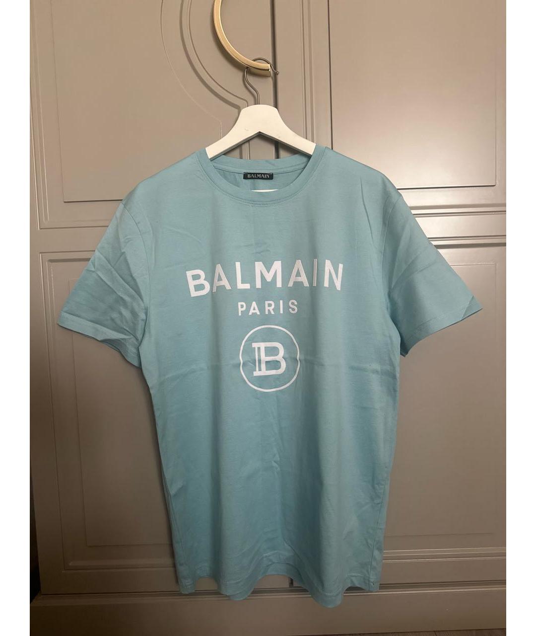 BALMAIN Голубая хлопковая футболка, фото 5