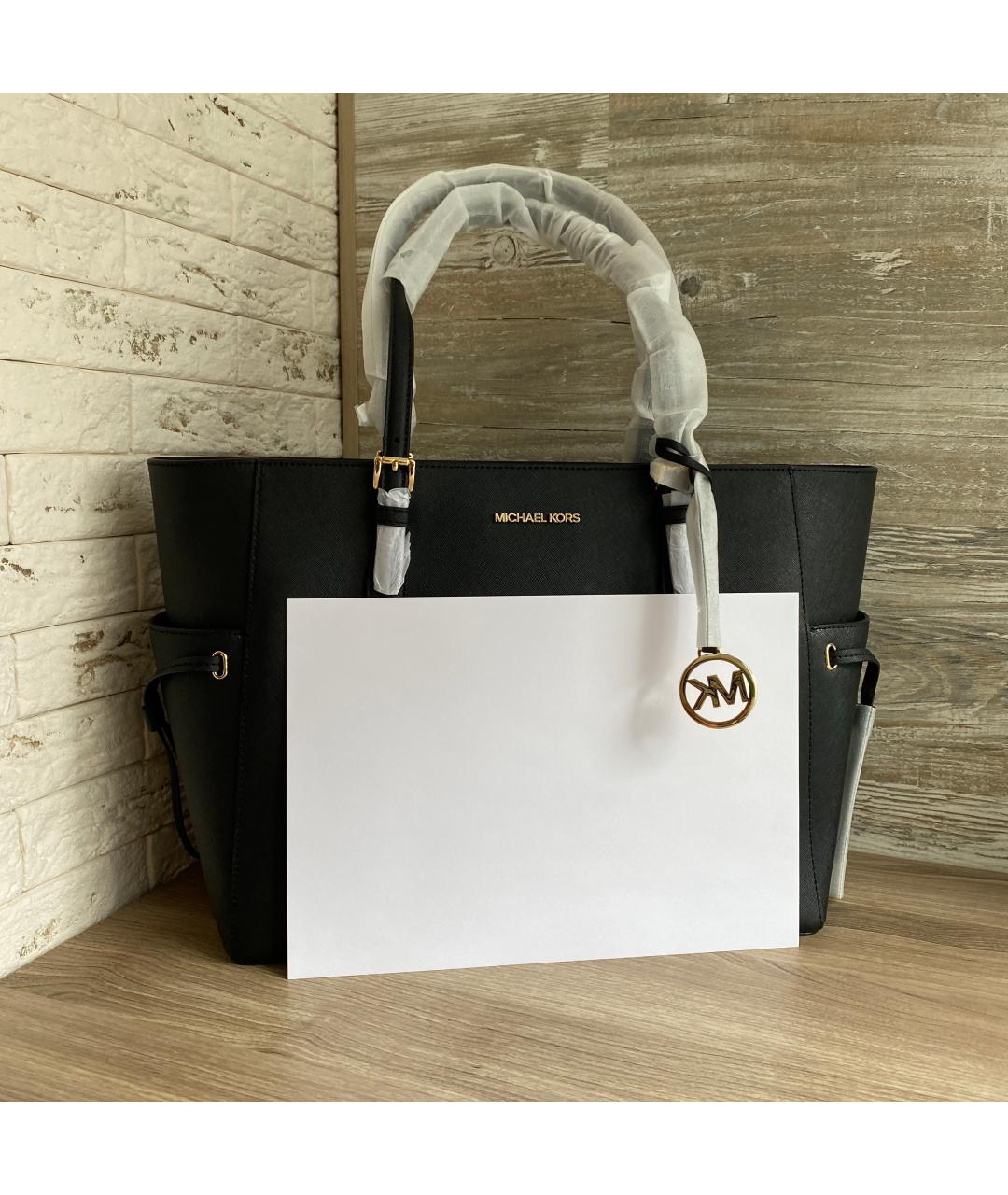 MICHAEL KORS Черная кожаная сумка тоут, фото 9