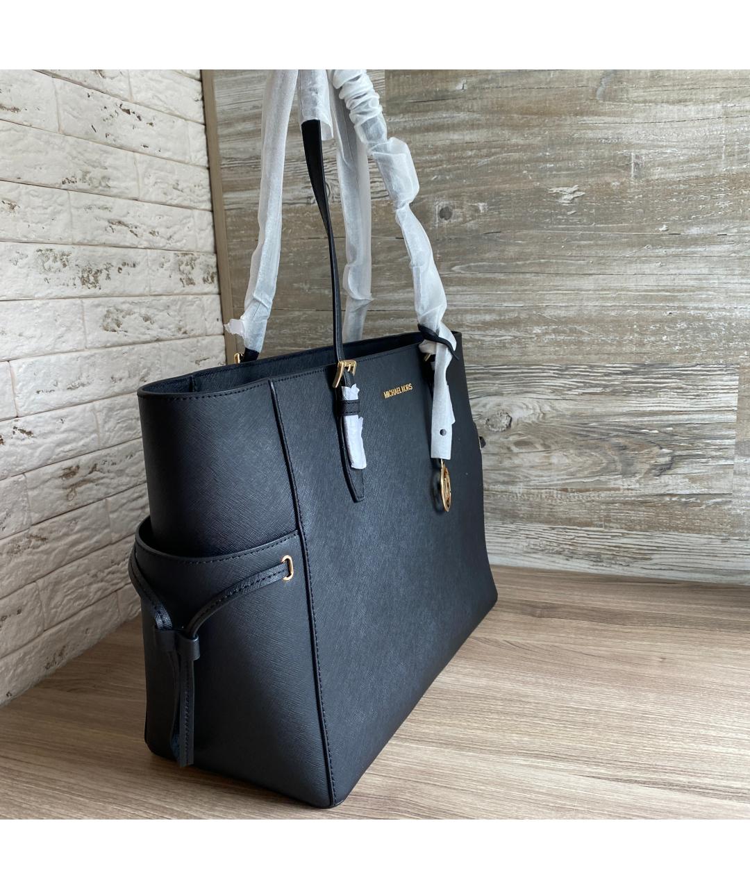 MICHAEL KORS Черная кожаная сумка тоут, фото 8