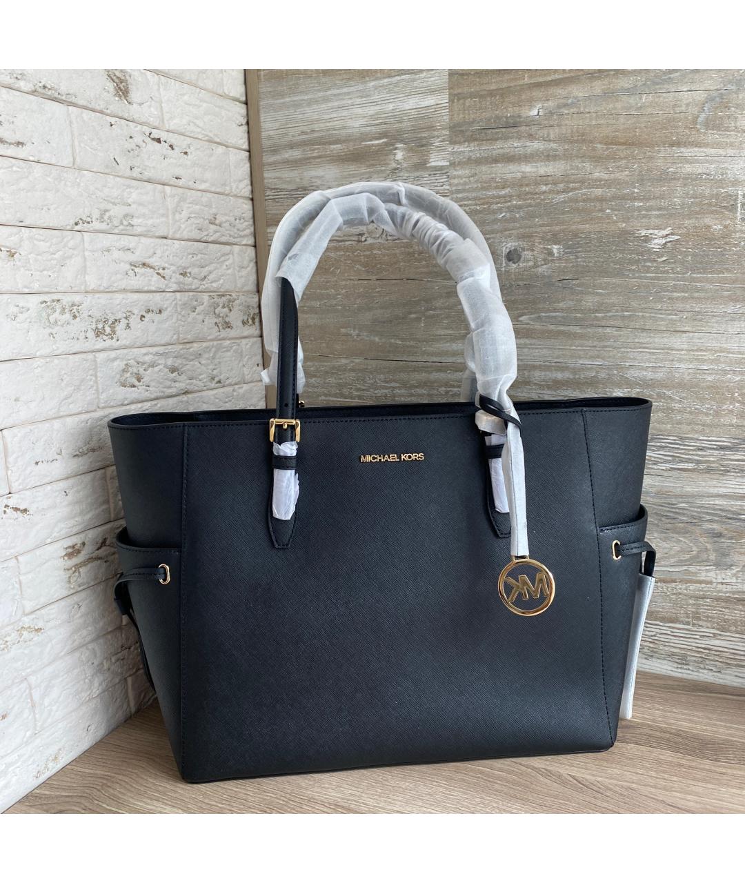 MICHAEL KORS Черная кожаная сумка тоут, фото 2