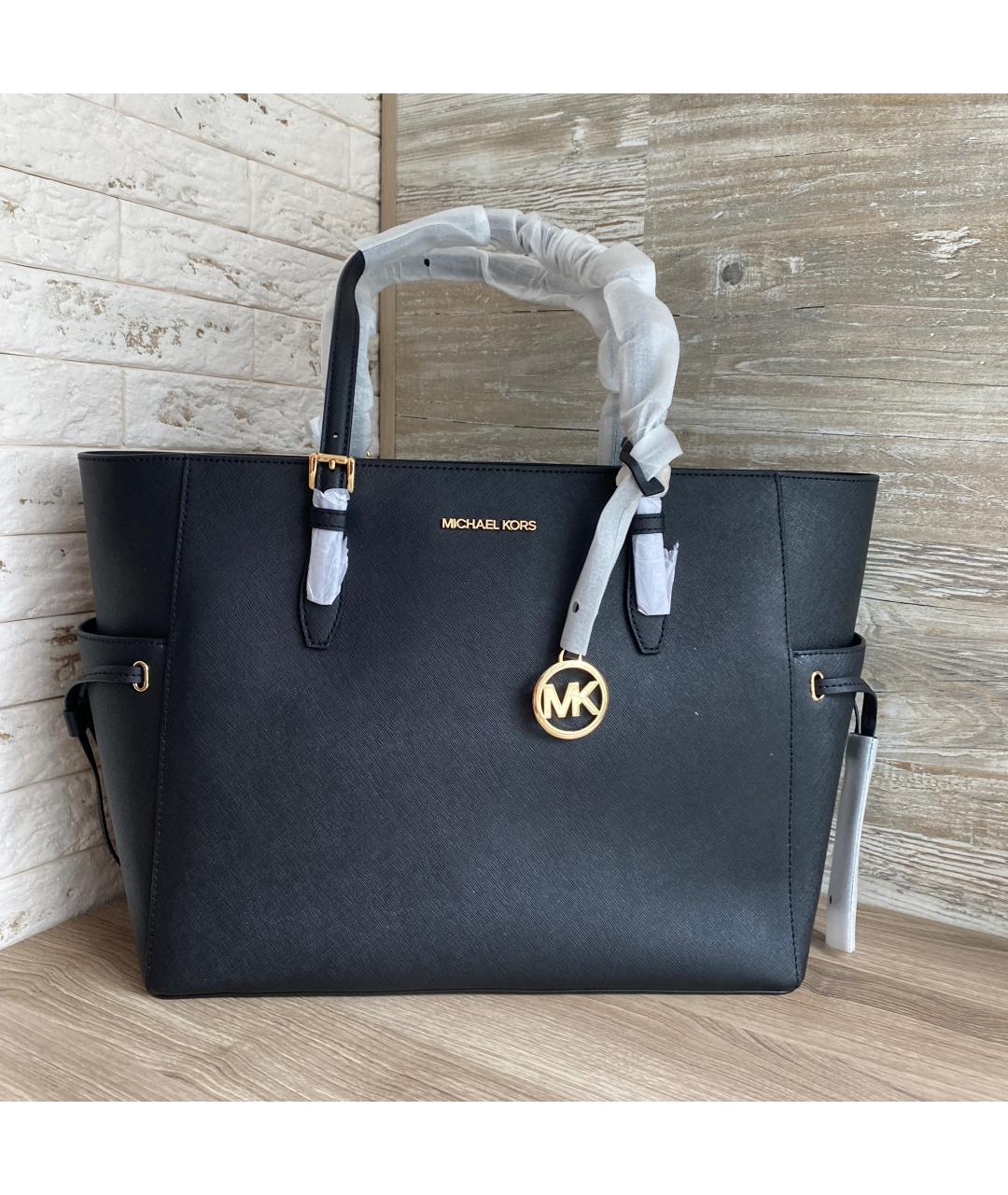 MICHAEL KORS Черная кожаная сумка тоут, фото 10