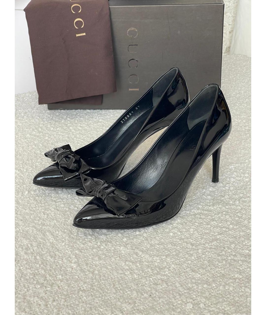 GUCCI Черные туфли из лакированной кожи, фото 4