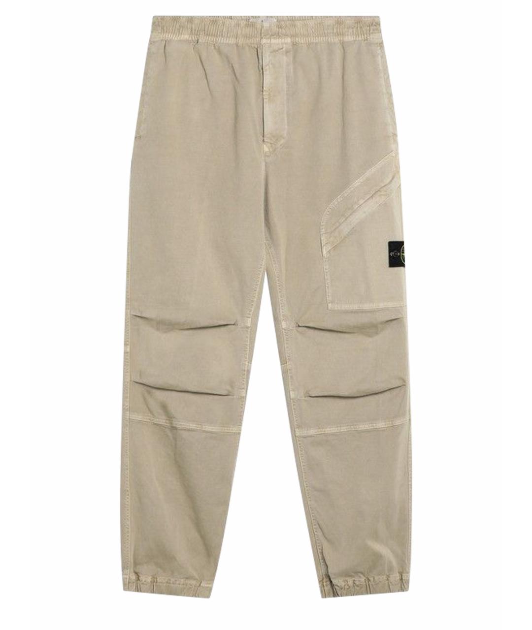 STONE ISLAND Бежевые хлопковые повседневные брюки, фото 1
