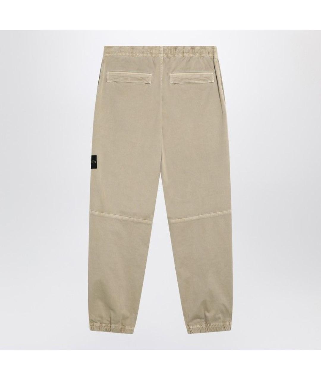 STONE ISLAND Бежевые хлопковые повседневные брюки, фото 2