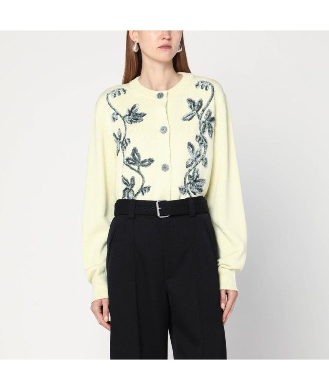 JIL SANDER Желтый шерстяной кардиган, фото 2