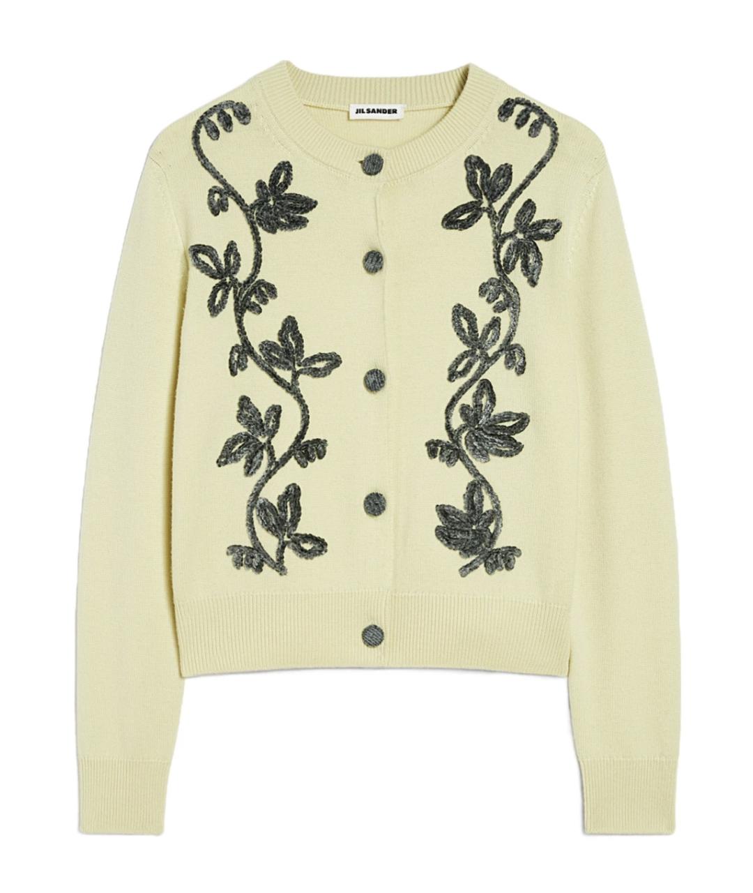 JIL SANDER Желтый шерстяной кардиган, фото 1