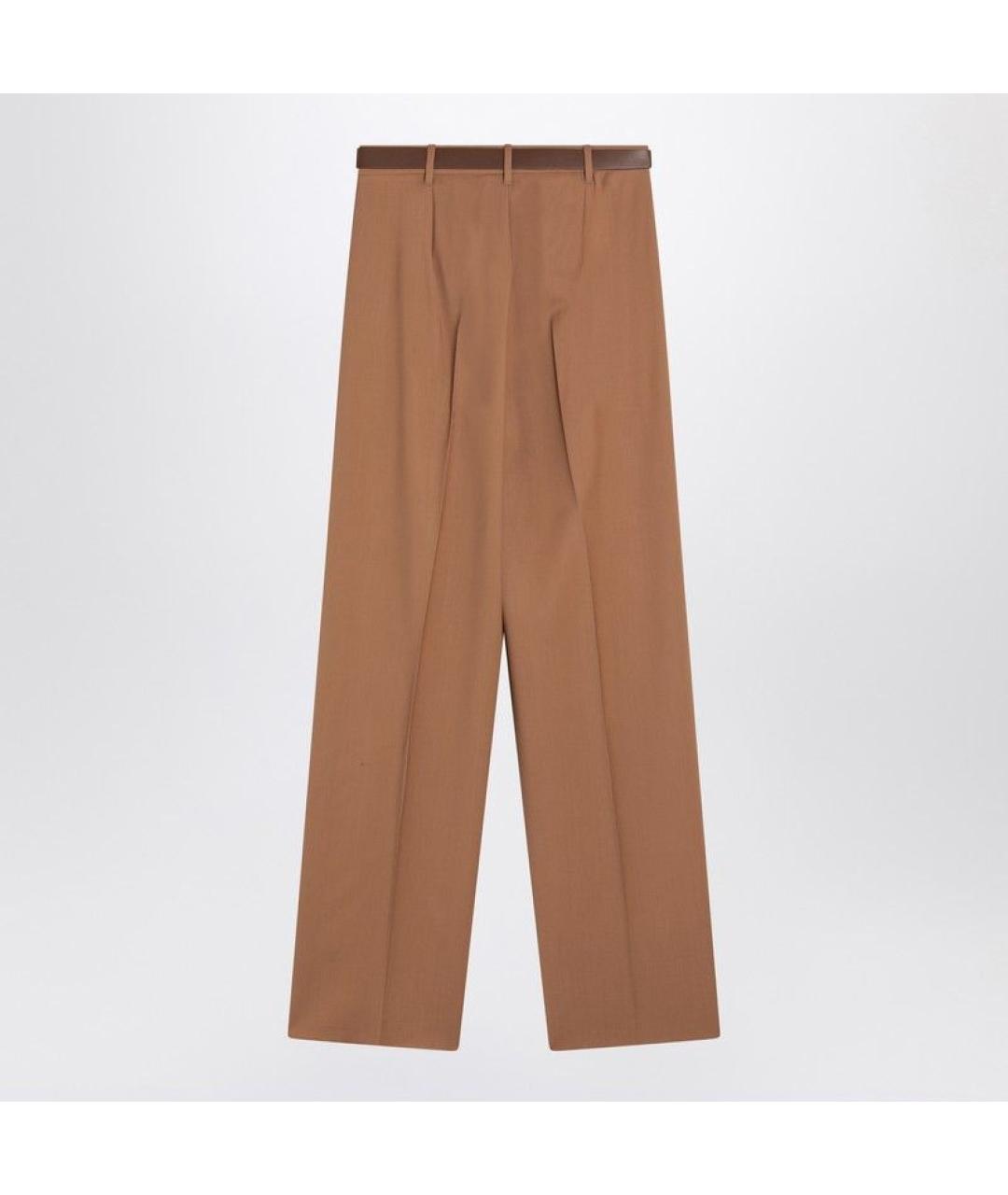 MAX MARA STUDIO Коричневые шерстяные прямые брюки, фото 2