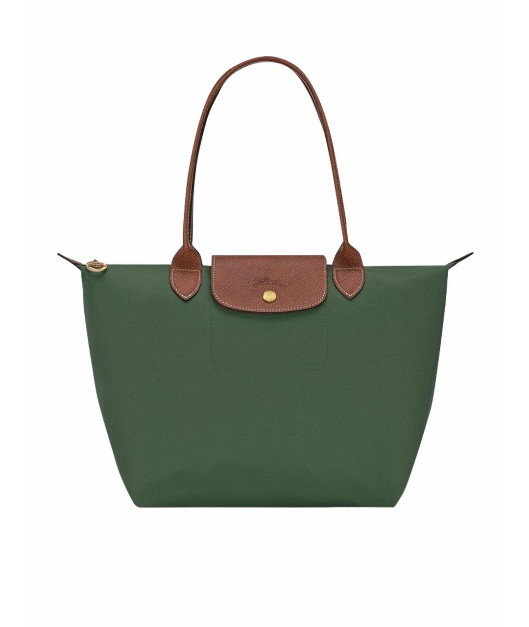 LONGCHAMP Зеленая синтетическая сумка тоут, фото 1