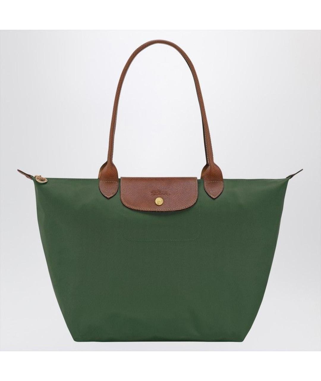 LONGCHAMP Зеленая синтетическая сумка тоут, фото 3