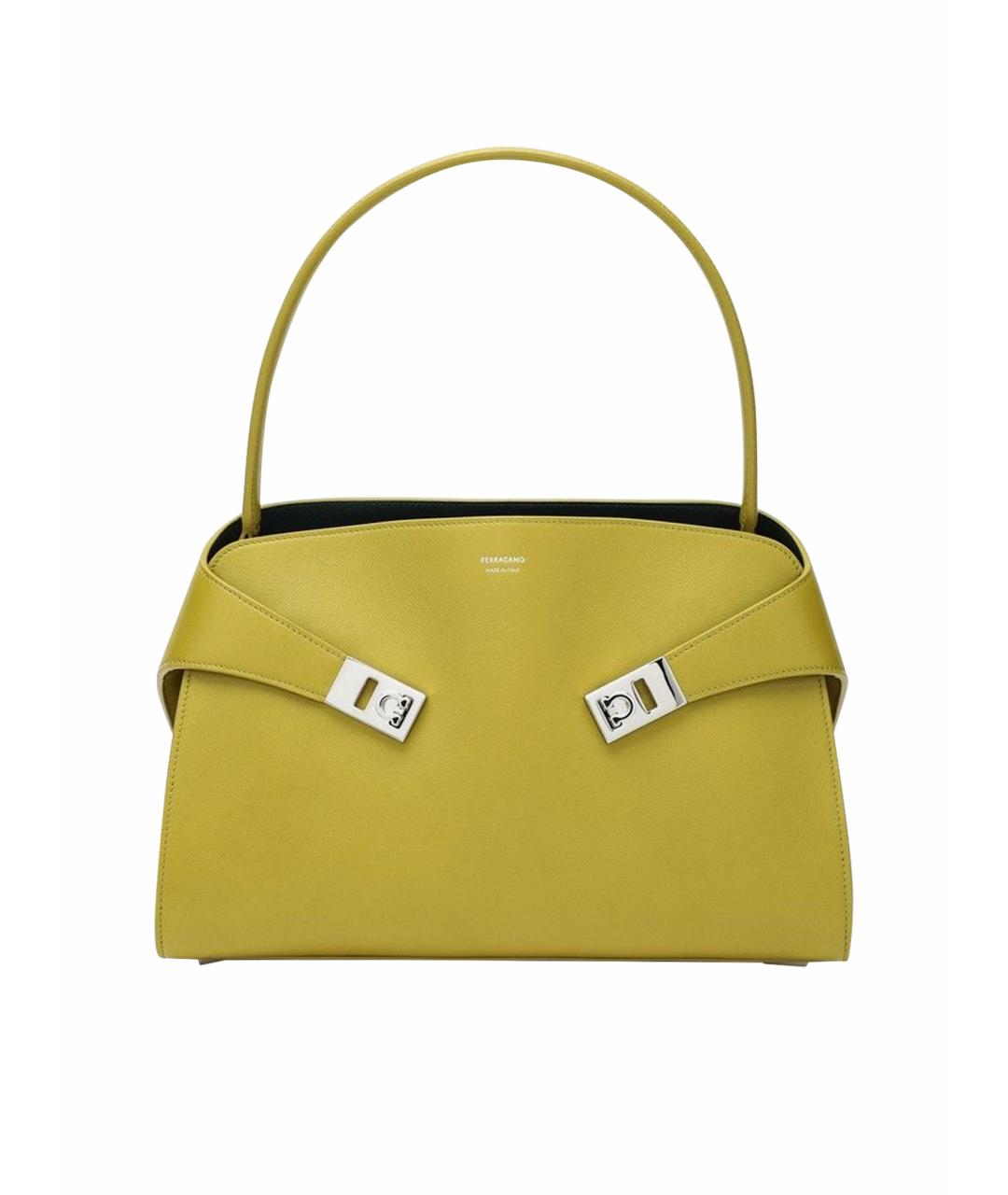 FERRAGAMO Салатовая кожаная сумка через плечо, фото 1