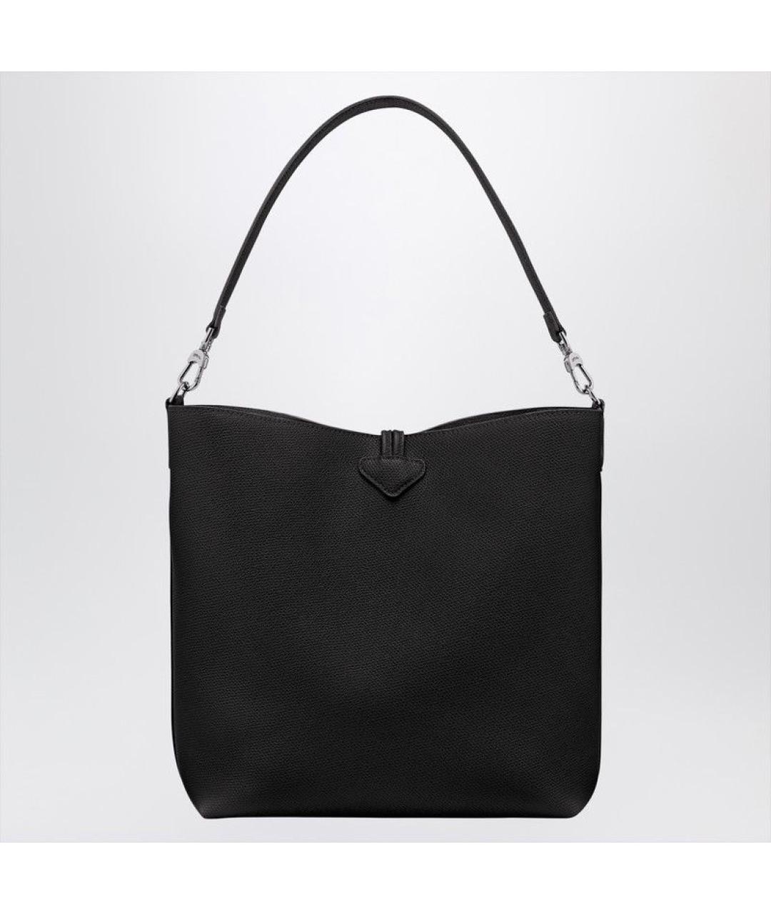 LONGCHAMP Черная кожаная сумка через плечо, фото 2