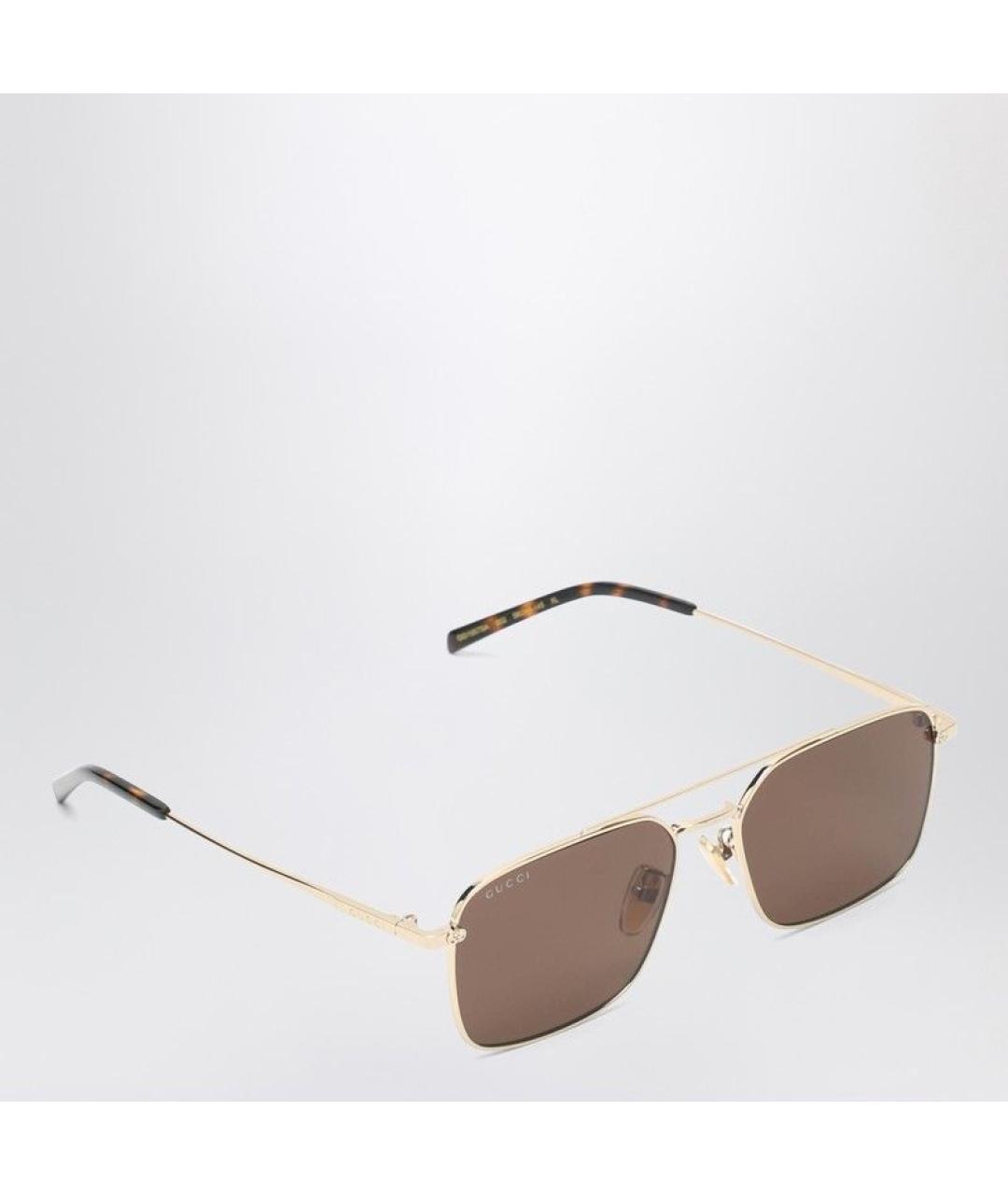 GUCCI Золотые металлические солнцезащитные очки, фото 2