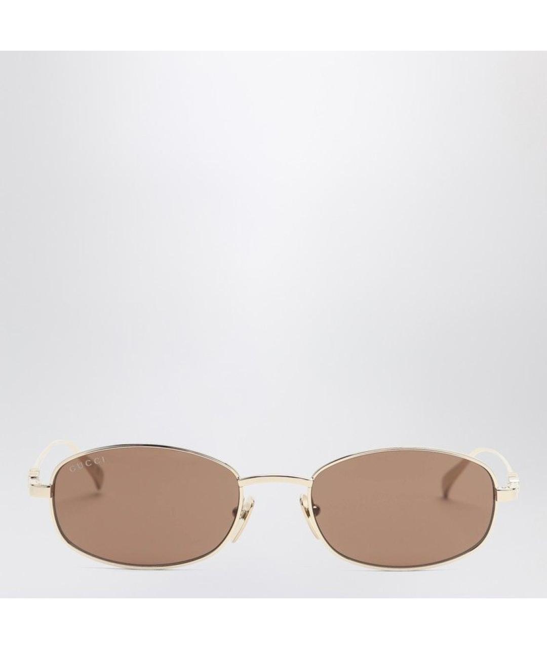 GUCCI Золотые металлические солнцезащитные очки, фото 2