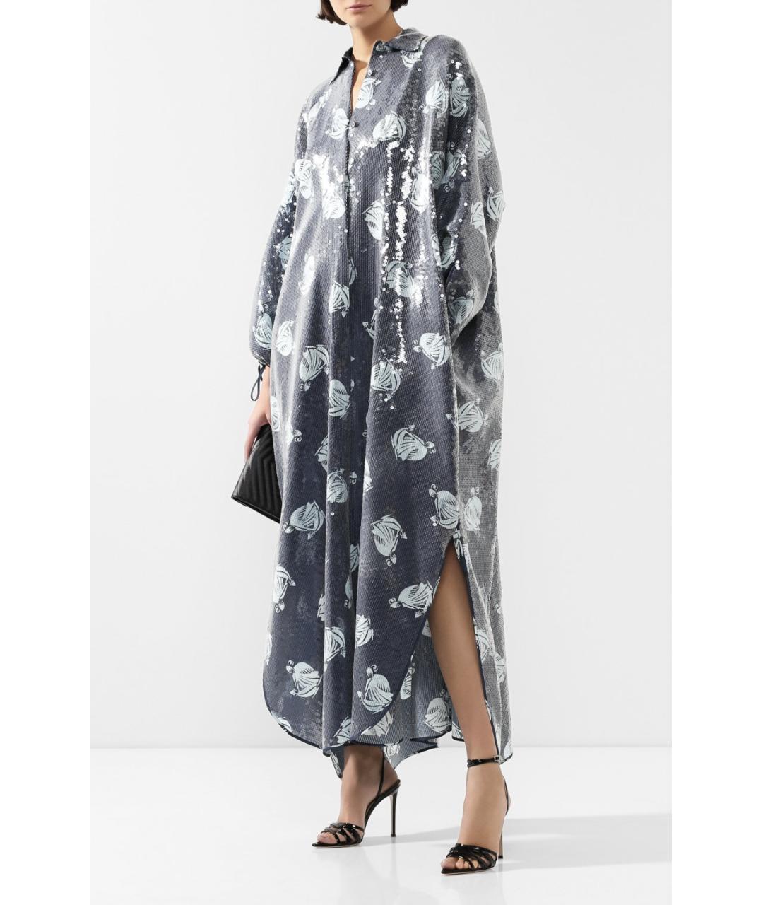 LANVIN Темно-синее шелковое вечернее платье, фото 2
