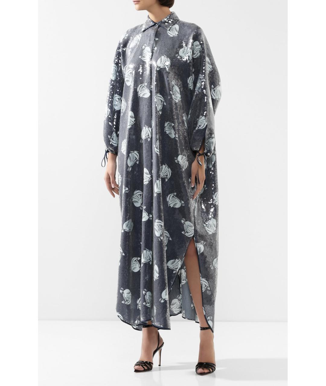 LANVIN Темно-синее шелковое вечернее платье, фото 3