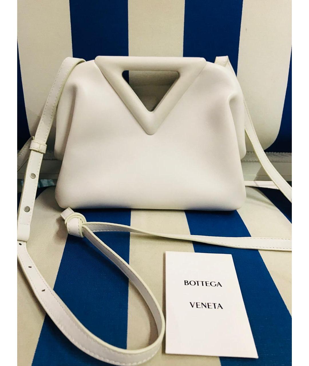 BOTTEGA VENETA Белая кожаная сумка с короткими ручками, фото 7