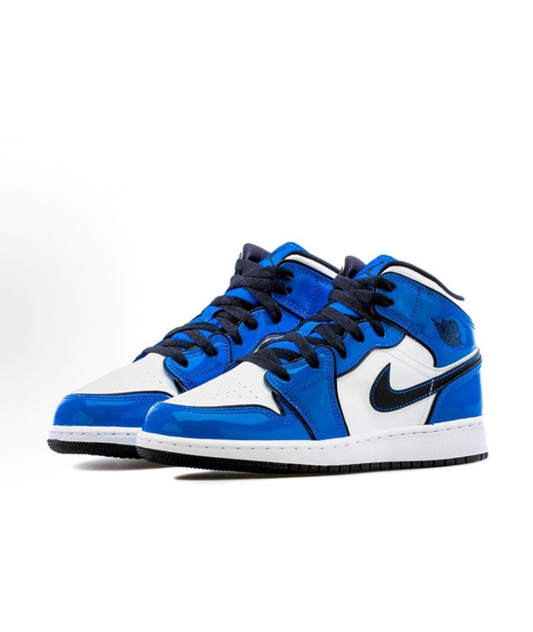 JORDAN Синие кроссовки из лакированной кожи, фото 2