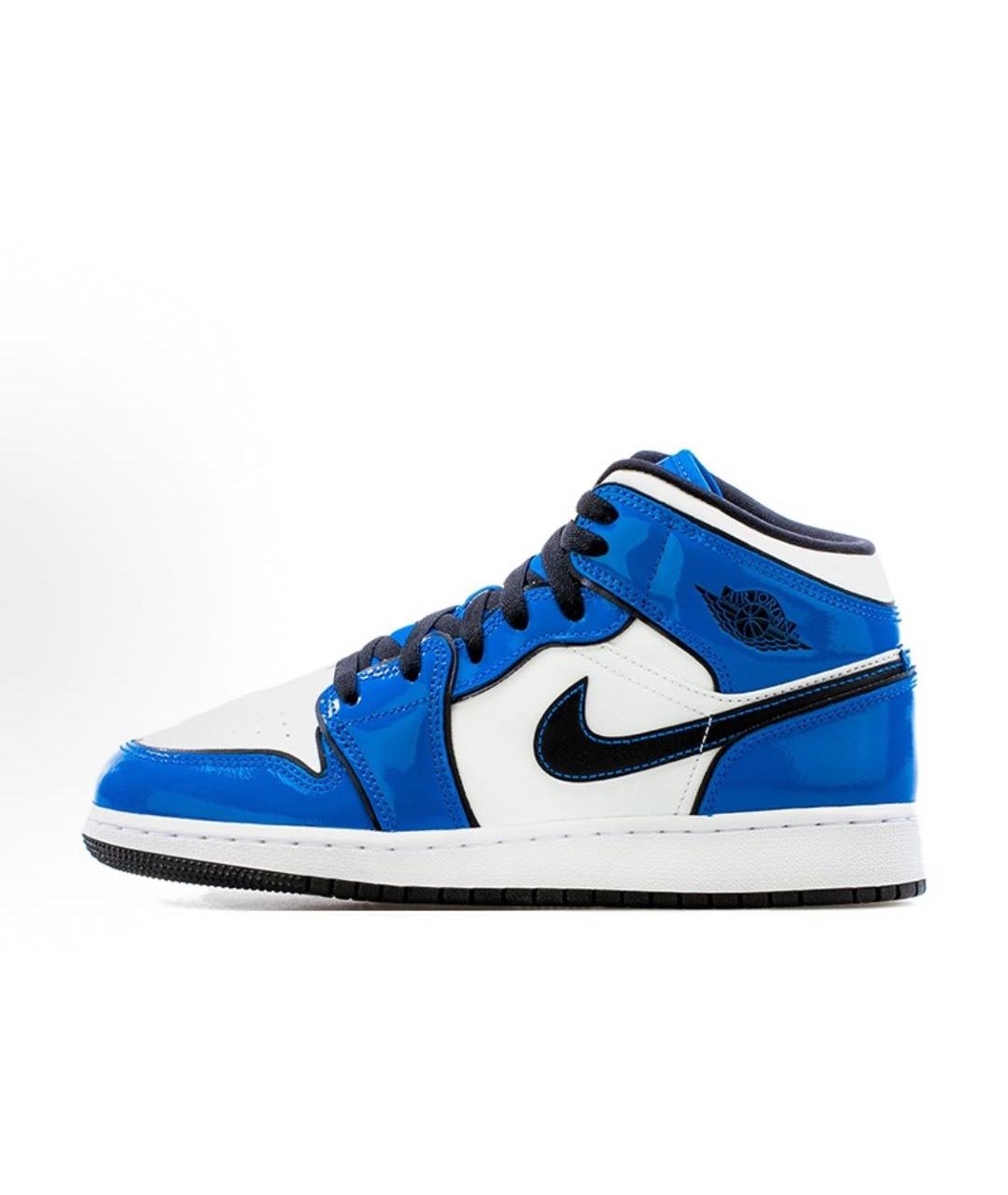 JORDAN Синие кроссовки из лакированной кожи, фото 5