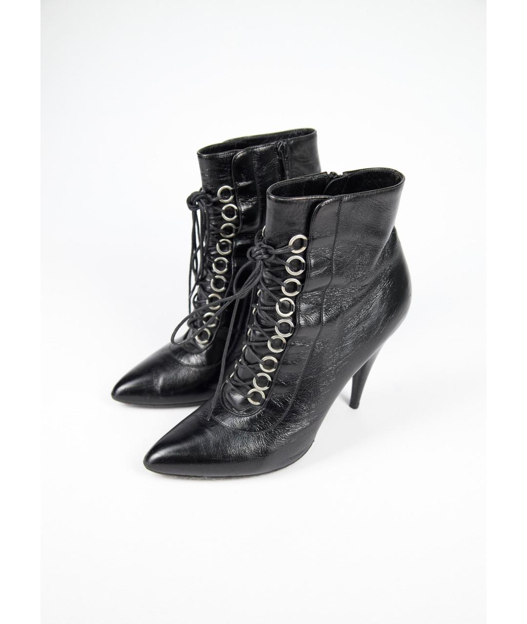 SAINT LAURENT Черные ботильоны из лакированной кожи, фото 3