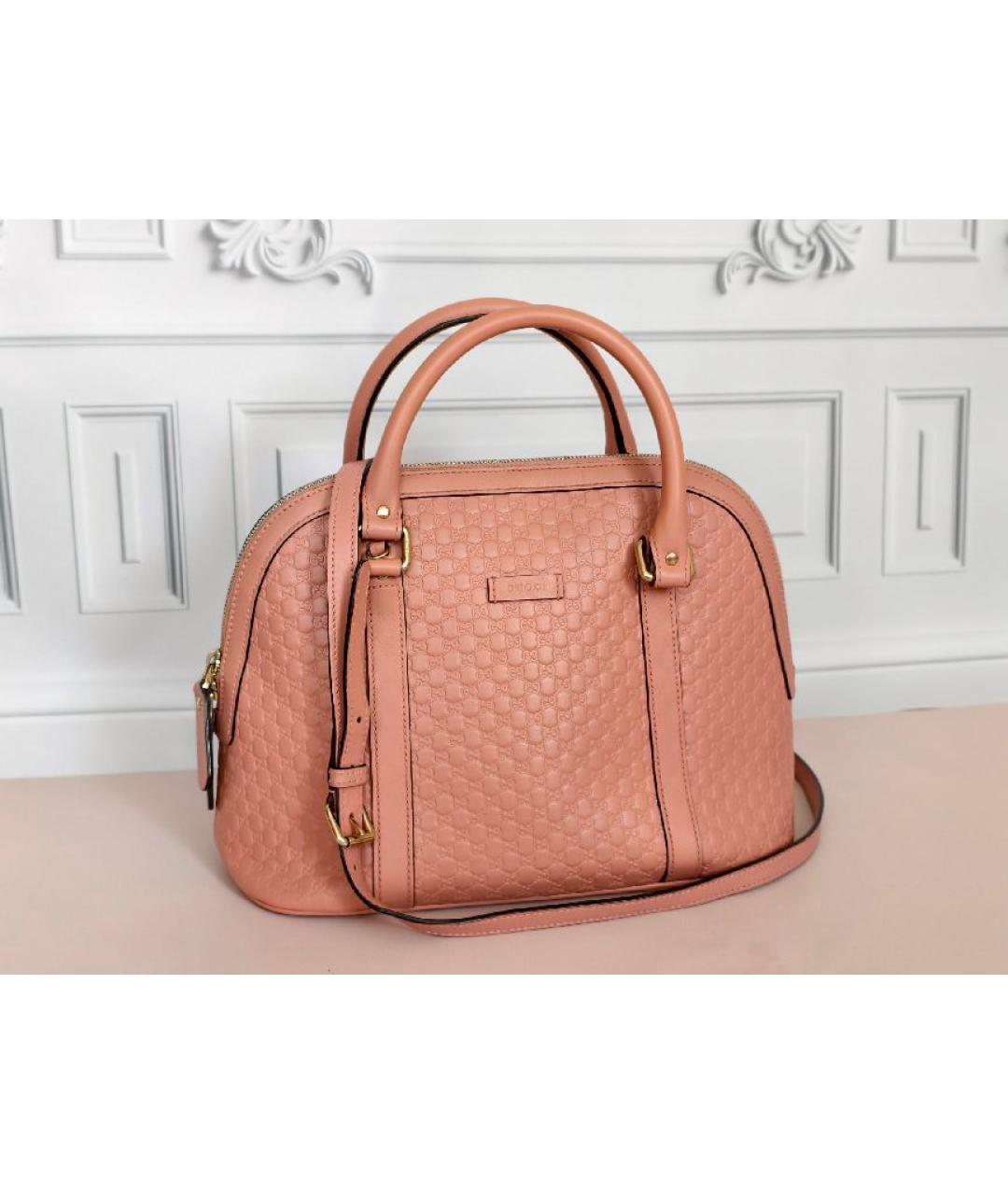 GUCCI Розовая кожаная сумка с короткими ручками, фото 2