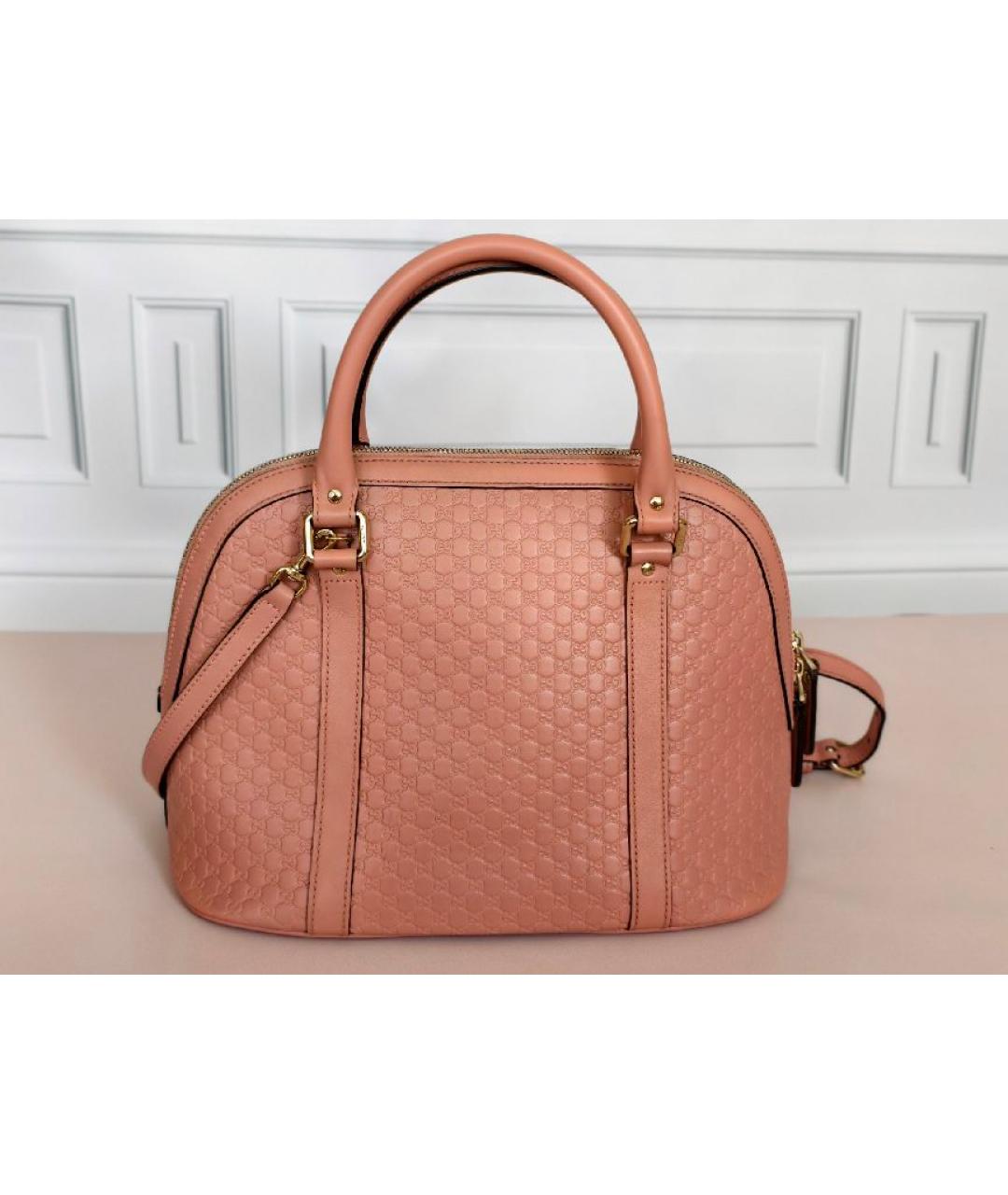 GUCCI Розовая кожаная сумка с короткими ручками, фото 3