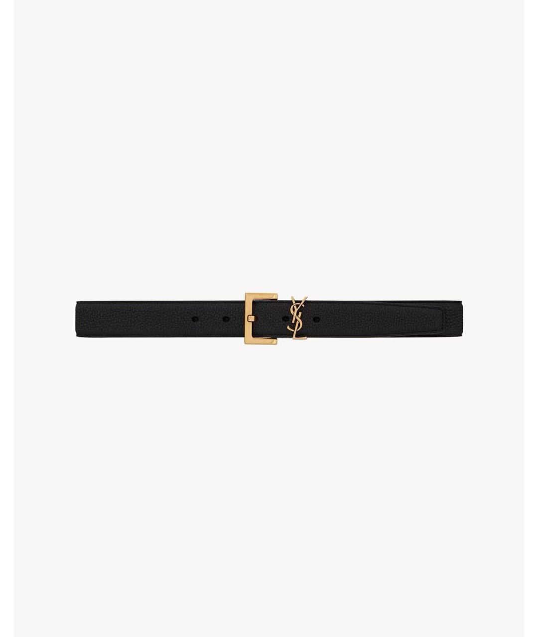 SAINT LAURENT Черный кожаный ремень, фото 6