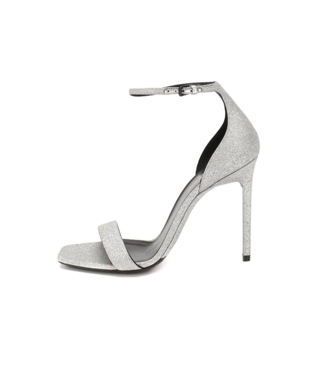 SAINT LAURENT Серебряные босоножки, фото 4