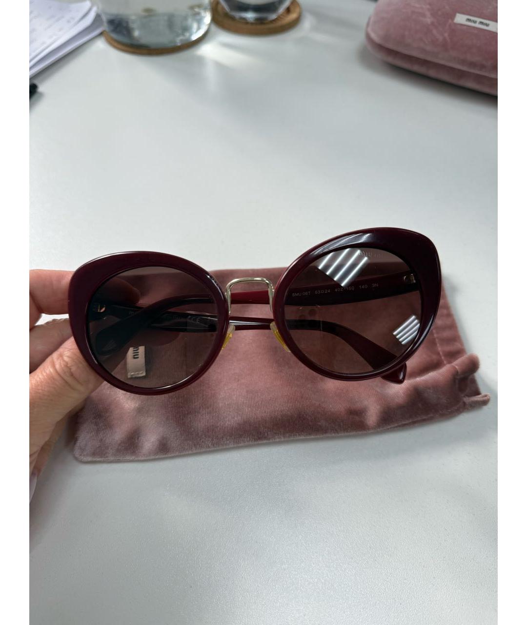 MIU MIU Бордовые пластиковые солнцезащитные очки, фото 8