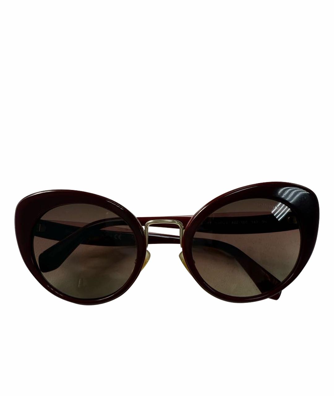 MIU MIU Бордовые пластиковые солнцезащитные очки, фото 1