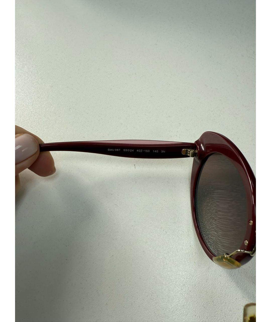 MIU MIU Бордовые пластиковые солнцезащитные очки, фото 6