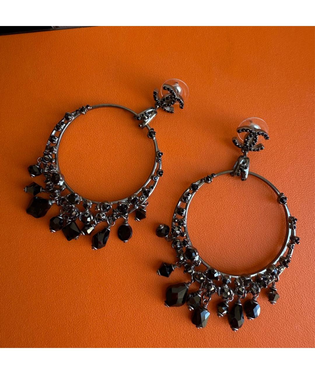 CHANEL Черные серьги, фото 3