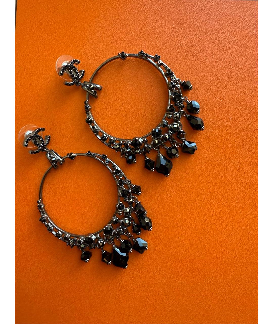CHANEL Черные серьги, фото 7