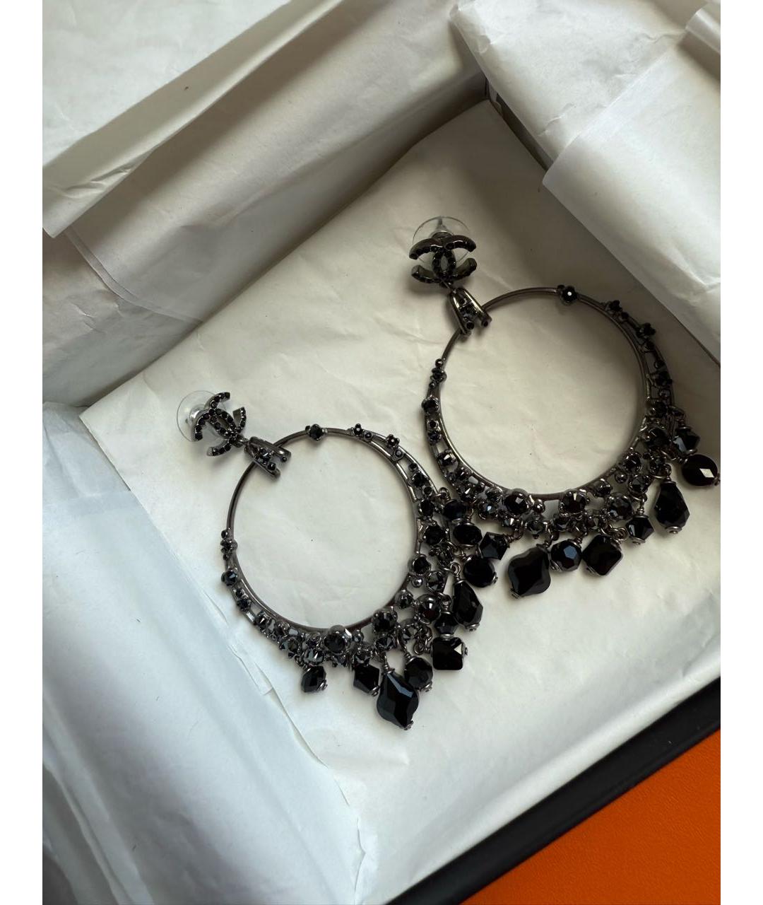 CHANEL Черные серьги, фото 2