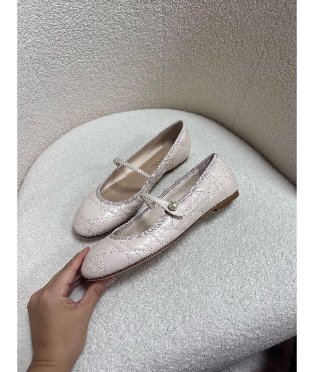 CHRISTIAN DIOR Розовые кожаные балетки, фото 8