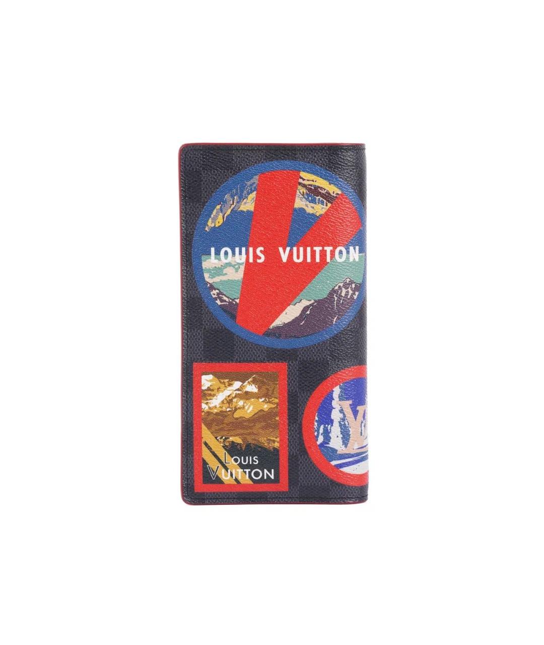 LOUIS VUITTON Черный кожаный кошелек, фото 3