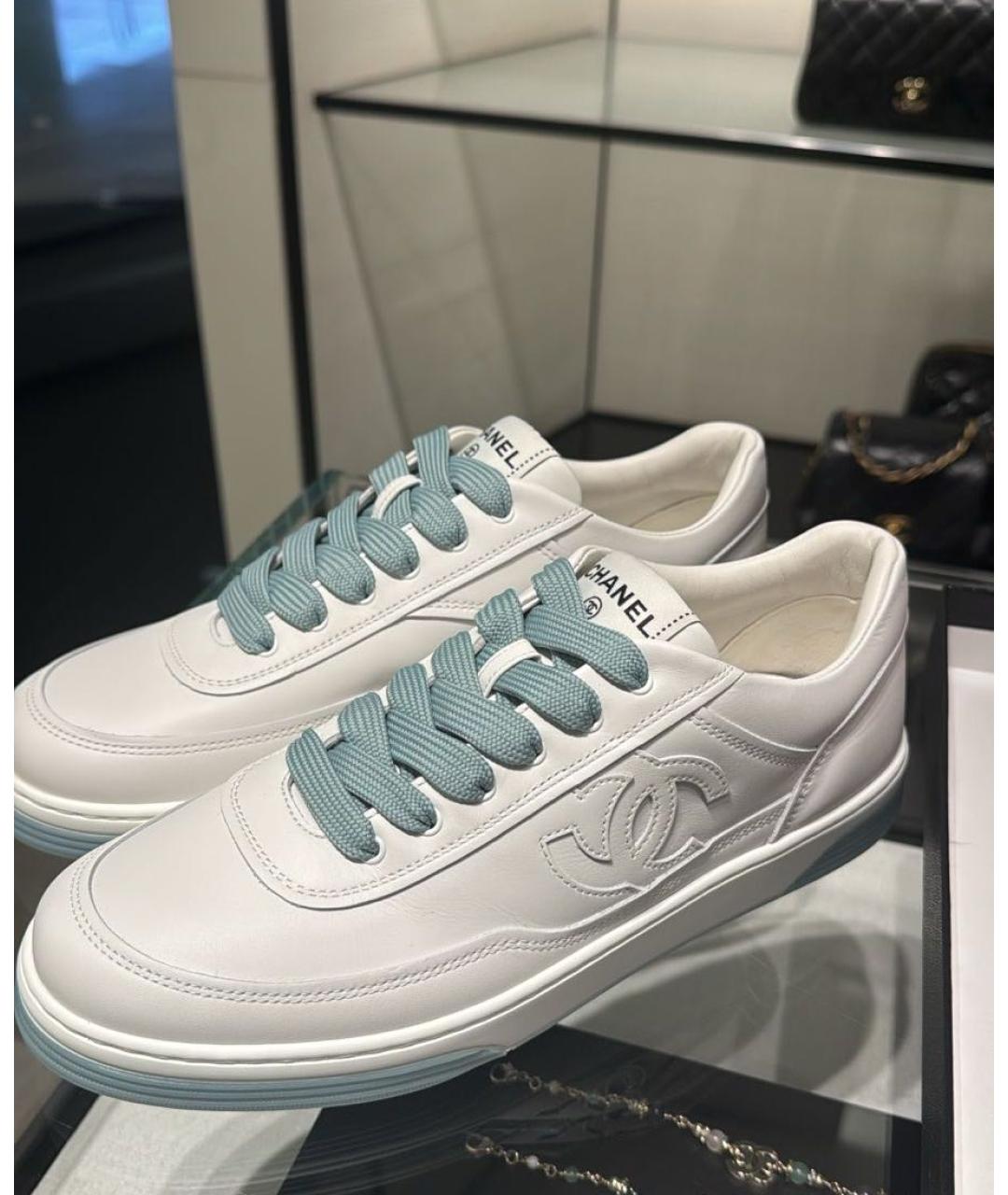 CHANEL Белые кожаные кеды, фото 5